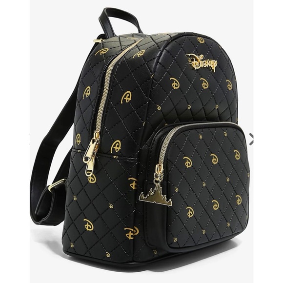 Loungefly Disney Logo Black Gold Mini 